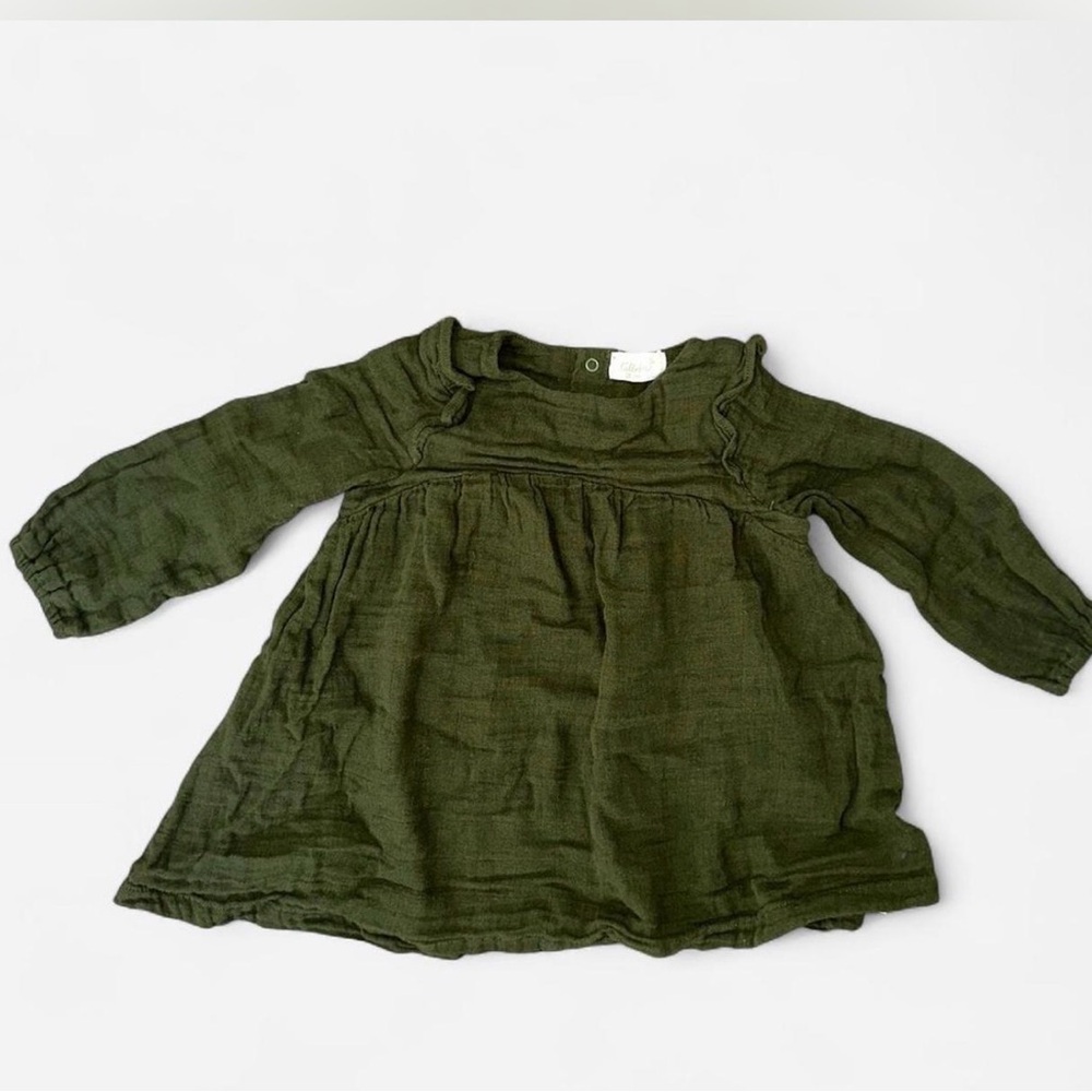 Tula Olive Green Long Sleeve Baby One-Piece Dress